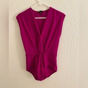 Maje - Stretch draped bodysuit - Magenta - UK SZ 3
